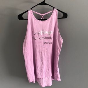 Inspirational workout top with strappy back.